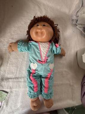 Cabbage Patch Kids Doll Brown Hair Blue Romper